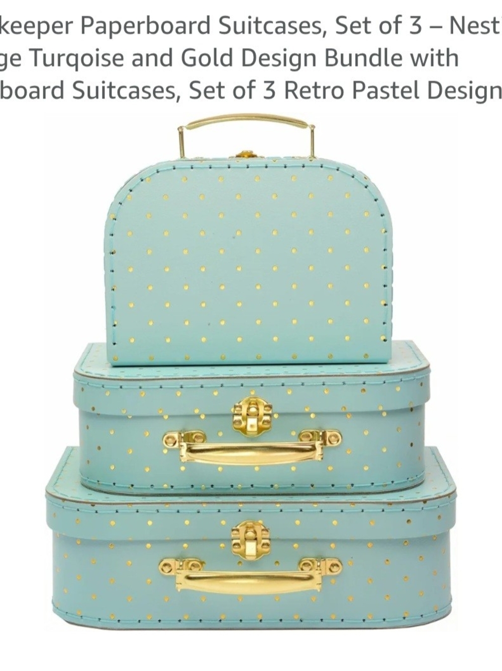 Jewelkeeper Nesting Storage Turquoise with Gold Dots